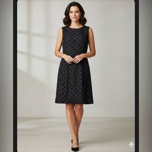 Joe Fresh Women’s 10 Sleeveless Sheath Black Textured Polka Dot Dress M LBD